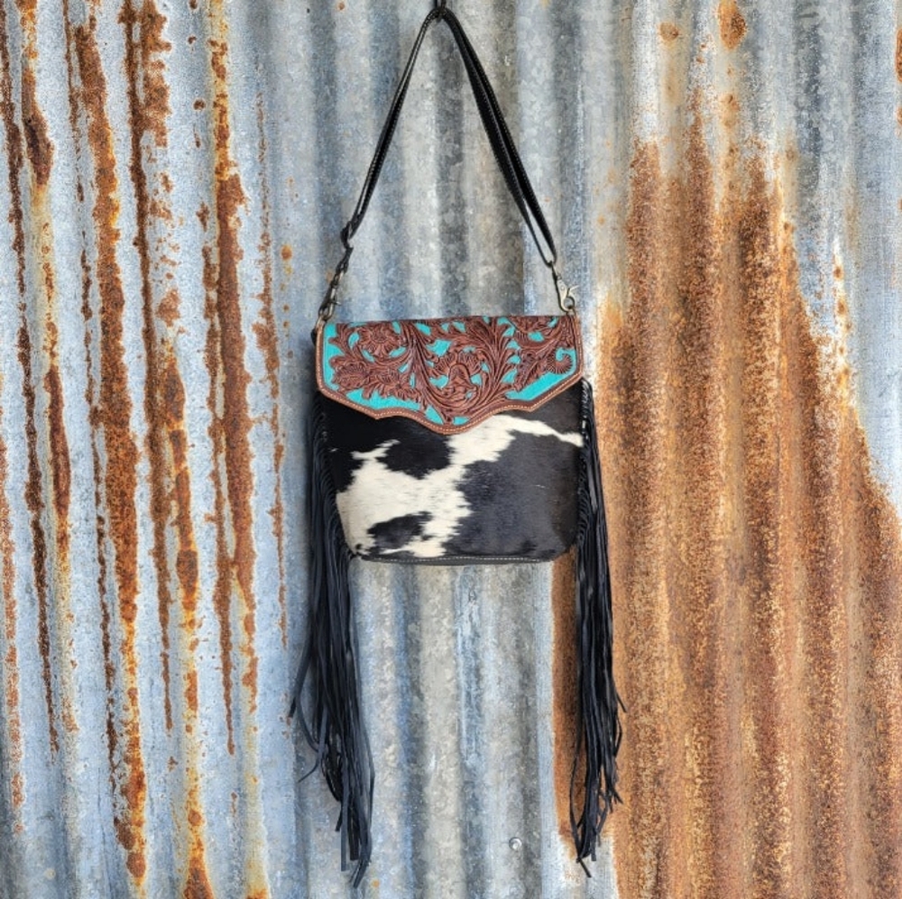 NWOT Myra Cowhide Fringe Bag
